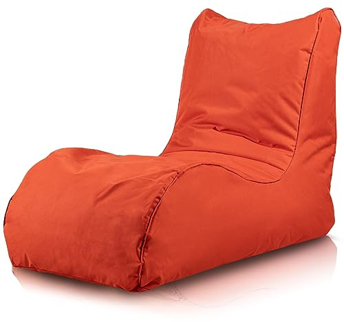 Bepouf - Poltrona Chaise Longue in Poliestere con Imbottitura in Palline di Polistirolo, Poltrona Adatta per Camera, Salotto e Esterni - Dimensione 110x80, Colore Arancione