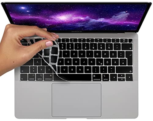 MyGadget Tastaturschutz QWERTZ für Apple MacBook Air 13 Zoll [ 2018-2020] - Folie für deutsche Tastatur - Keyboard Cover - Schwarz