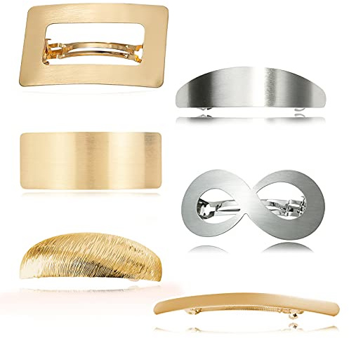 6 Pack Vintage Retro Geometrische Haarspangen für Frauen Mädchen Dekorativ, minimalistisch Hohl Metall Französisch Haarspangen Haarnadeln Frühling Haarspangen Zubehör