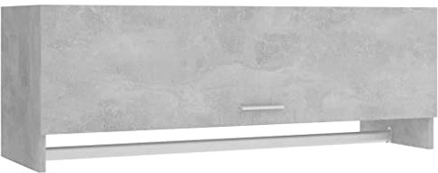 vidaXL Wardrobe – Durable Engineered Wood, Compact 2 Compartments Storage Cabinet with Hanger Bar, Ideal for Kitchen/Bathroom/Laundry, Concrete Grey