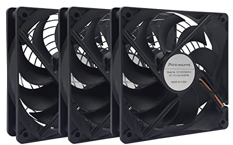 3-Pack 120mm 12V DC High Airflow Computer PC Case Fan 120x120x25mm Triple 3Pin 4.72inch Dual Ball Bearing Brushless Exhaust Cooling Fan for Mining Rig Frame Rack Air Miner PSU with Metal Guard 3000RPM | High Airflow 4.72inch Brushless Exhaust Cooling Fan for GPU Mining Rig, Greenhouse, Frame Rack, Miner, PSU with Metal Guard