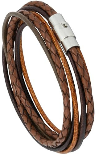 Simaru Armband echtes Leder mit Edelstahl Magnetverschluss, Unisex Lederarmband Made in EU, Wickelarmband für Damen & Herren, hautfreundlich