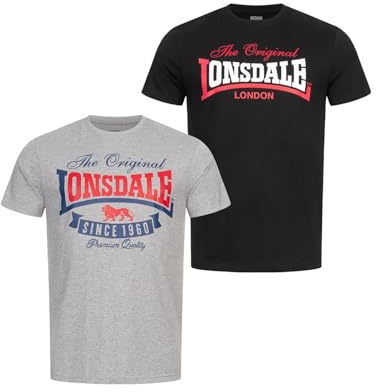 Lonsdale Homme Gearach T-Shirt, Marl Grey/Black, 4XL EU