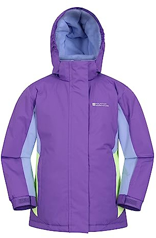 Mountain Warehouse Veste de Ski Honey Enfants - Résistante à la Neige, Poignets réglables, Doublure Polaire, Jupe Pare-Neige intégrée -Parfaite pour Tenir Chaud en Hiver Violet 3-4 Ans
