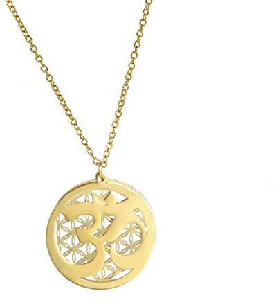 EUEAVAN Om Aum Ohm Indischer Yoga Anhänger Halskette Meditation Charme Großes Medaillon Glücksbringer Halskette Scheibe Amulett Atemsymbol Schmuck Frau Mädchen