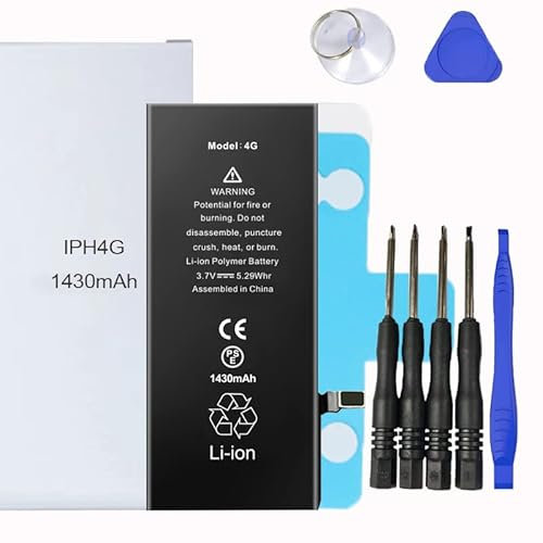 Battery Kit for iPhones Includes Waterproof Sticker, Battery Stickers, MAGNETIC Tools【12 Month Warranty】 (iPhone 4)