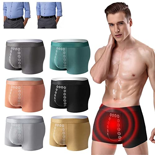 MAOAEAD Men Magnetic Underwear Magnetic Therapy Energetic Pants Stretch Breathable Long Lasting Male Boxer Shorts (6pcs Random,XXXL(75-90kg))