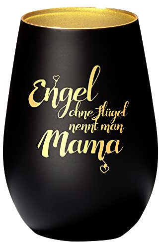 4you Design Windlicht Engel ohne Flügel nennt Man Mama (Metall-Schwarz-Gold) Teelichthalter zum Valentinstag, Geburtstag, Geschenkidee für Mama, Oma, Ehefrau,