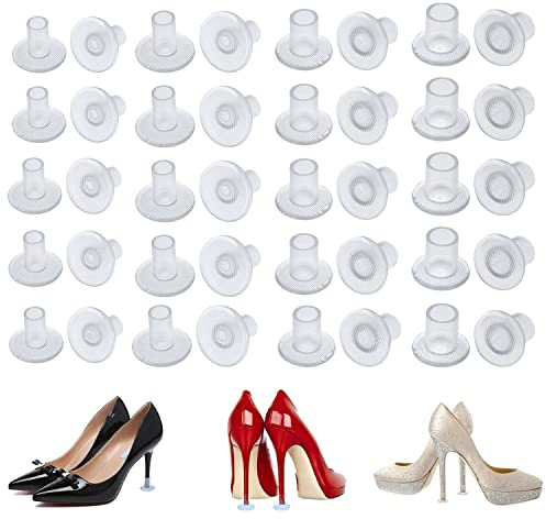 Taicols 20 Paar Absatzschoner High Heels, Fersenspitzen, Heel Protector High Heels, Schuhabsatzschutz, 4 Größen Fersenschutz Stopper Abdeckungen für Hochzeiten Formelle Anlässe (Transparent)