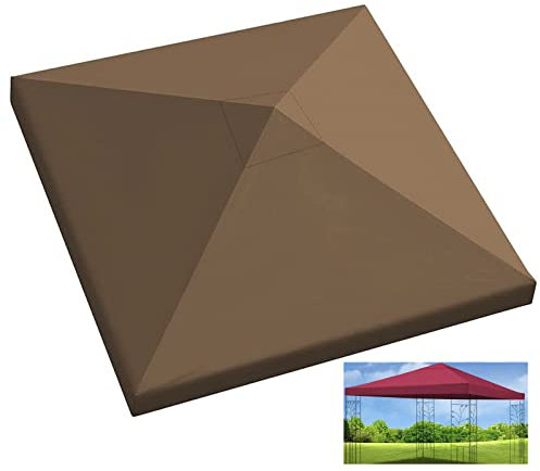 PJDDP Gazebo Canopy Top Replacement 10' X 10'/3x3M Outdoor Canopy Shelter Top, Waterproof Grill Gazebo Replacement Canopy Roof for Outdoor Garden Patio Pavilion Sun Shade(Top Only),Brown