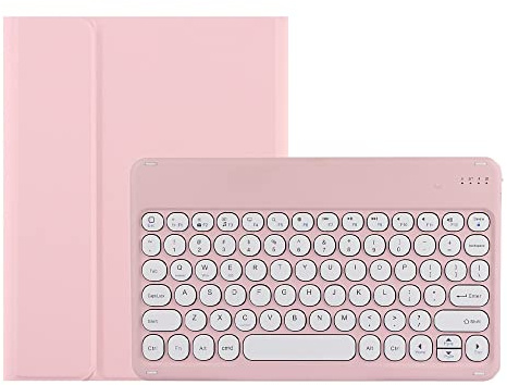 KMXDD Funda con teclado para iPad Mini de 6ª generación, llave redonda, iPad Mini 6, cubierta de teclado Bluetooth extraíble, compatible con carga de lápiz (rosa)