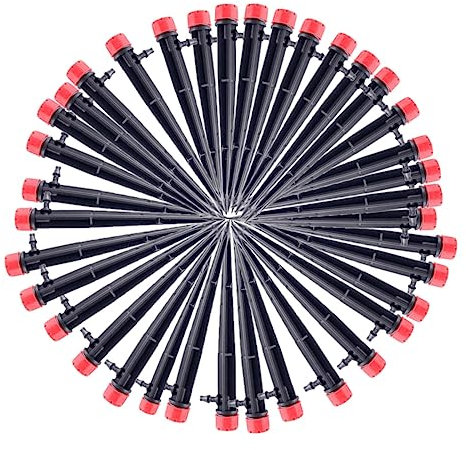 HOUSON 50 Pcs Irrigation Drippers, 360 Degree Water Sprinkler System 8 Holes Garden Irrigation Sprinklers Drippers for 4mm/7mm Pipe Red