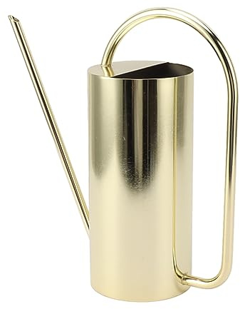Qcwwy Edelstahl-Gießkanne, 1500 Ml, Langer Auslauf, Langlebig, Elegantes Design, für den Innen- und Außenbereich (Goldfarben)