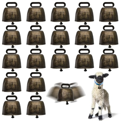 Coloch 20 Pack Grazing Copper Cow Bells, Metal Farm Animal Anti Lost Bells Loud Bronze Bell Small Brass Calling Bells for Grazing Cattle, Horses, Sheep