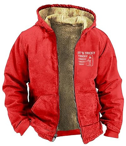 KONG JIMFAN Winterjacke Herren Hoodie Vintage Motorradbekleidung Herren Herren Jacke Soft Shell Jacke Sakkos Für Herren Herrenhemden Langarm Herren Übergangsjacken Doppeljacke Herren(Red,4XL)