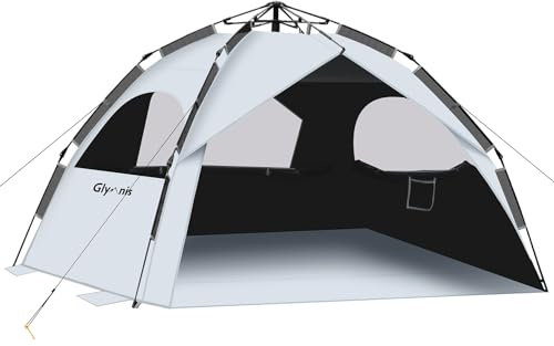 Glymnis Strandmuschel Quick Up Strandzelt Automatisches Strand Zelt UV-Schutz 50+ Windschutz kleines Packmaß Blau Strandzelt für 4 bis 6 Personen