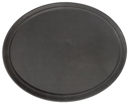 Argon Tableware Black Oval Serving Tray 68.5 x 56cm - Reusable Non Slip Rubberized Surface Platter for Food and Drinks - Durable Heat Resistant Stackable Tray for Bars, Restaurants and Home Use