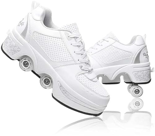 preyrocbirds Schuhe mit Rollen für mädchen, Schuhe Rollschuhe, Skateboardschuhe für mädchen Jungen, Roller Schuhe Verstecktes Rollen, Multifunktionale 4 Rad Schuhe für Männer Frauen und Kinder