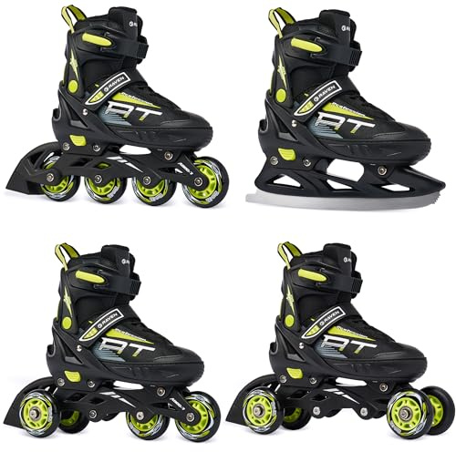 RAVEN Profession 4in1 Inlineskates Triskates Rollschuhe Schlittschuhe Inliner für Kinder und Erwachsene verstellbar