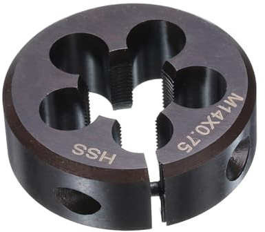 sourcing map Runde Schneideisen M14 x 0,75, metrisches Gewinde, 38 mm Außendurchmesser, verstellbar, rechts, Hochgeschwindigkeitsstahl (HSS), runde Schneideisen für Gewindereparatur