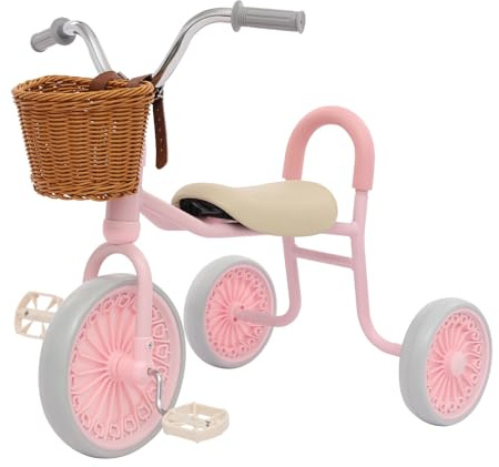 NaMaSyo Kinderdreirad Laufräder Laufrad Kinder Dreirad Baby Dreirad Lauffahrrad Lauflernhilfe Dreiräder mit Pedalen & Tasche für 2-6 Jahre alt (Rosa)