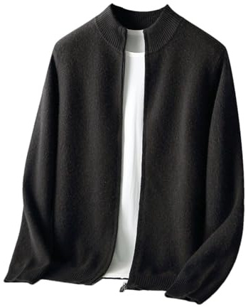 Herrtröja ulltröja med dragkedja cardigan med stoppad hals långärmad kappa stickade kläder tjock business vardaglig topp