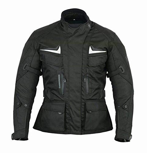 FREEDAY Giacca Moto Donna Tessile Inverno Impermeabile Con (CE) Protezioni Arrona, Nero , XS