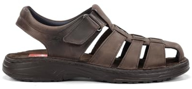 Fluchos - Lädersandaler för män, rymlig, mångsidig, kontaktstängning, modell F2198, brun, Brun, 40 EU