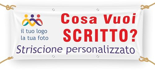 Pubblimania Banner Striscione Personalizzato da Te in pvc per esterno con occhielli perimetrali per il fissaggio. Personalizza online con le tue scritte e noi lo stampiamo. (50x100 Cm)