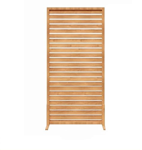 Paravent Raumteiler, Wand Trennwand Holz Lamellen Säulen, Sichtschutzwand Holz Natur Baum, Sichtschutz für Büros, Balkon,Schlafzimmer,Außengarten(Wood,120cm/47in)