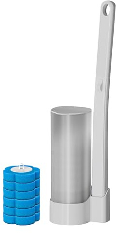 Toilet Cleaning Wand - Refillable Toilet Wash Detergent Set, Bathroom Cleaning Scrubber | Lightweight Set, Hygienic Scrub, Easy Maintenance, Replacement Head