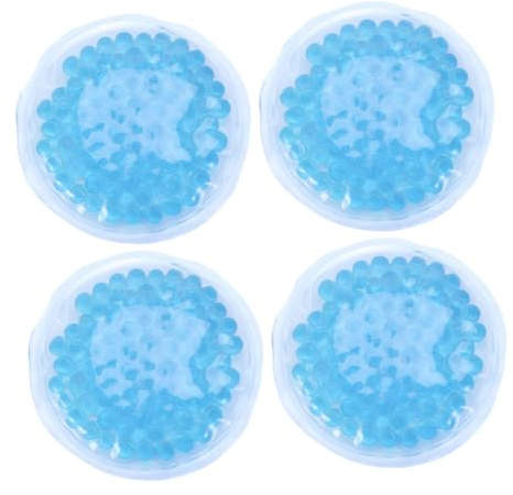 Beavorty Pack de 4 Coussinets D'allaitement Ronds en Gel Bleu Réutilisables en Pvc pour Soins du Sein à Domicile et Physiothérapie, Soulage Engorgement Efficacement