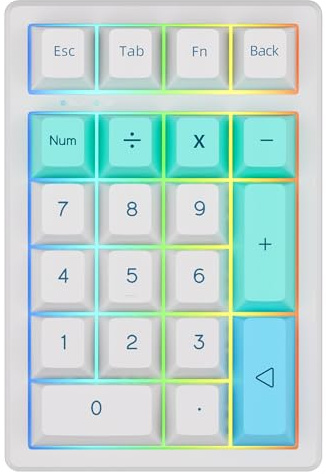 KEYCOOL K21 Mechanische Zifferntastatur, kabellos, numerische Tastatur, Hot-Swap-fähig, Bluetooth, Numpad 5,0/2,4 GHz, RGB-numerische programmierbare Tastatur für Laptop, Mac, Win, iOS, Android