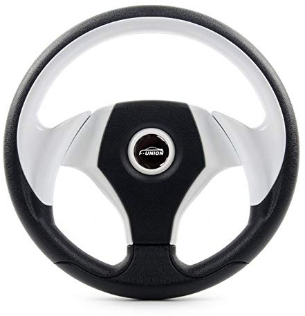 Car Steering Wheel, Steering Wheel 13inch 330MM PVC Drifting Sport Racing Steering Wheel Auto Universal Flat Plate Steering Wheel Car Accessories Interior(White)