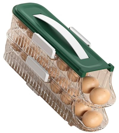 Wakects Efficient Two-Layer Refrigerator Egg Organizer with Transparent Fridge Side Door Storage Box, PET Material, Quick Visual Checks, User-Friendly Structure, Maximize Space