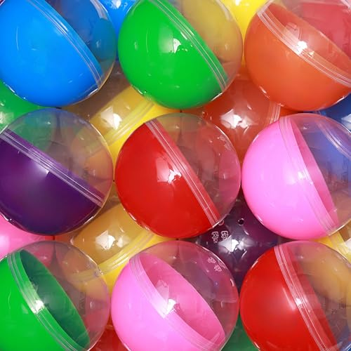 Entervending Vending Machine Capsules - 3 Empty Plastic Capsules - Toy Capsule - 14 Round Large Easter Eggs - Bath Bombs Molds - Party Favors Pinata Stuffers DIY Craft Supplies