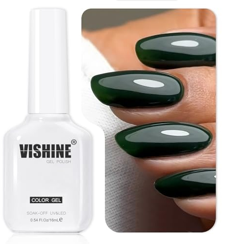 Vishine Smalto gel semi-permanente, 16 ml, verde scuro, smalto per unghie, gel UV/LED, soak off, manicure salone e fai da te, forest L442