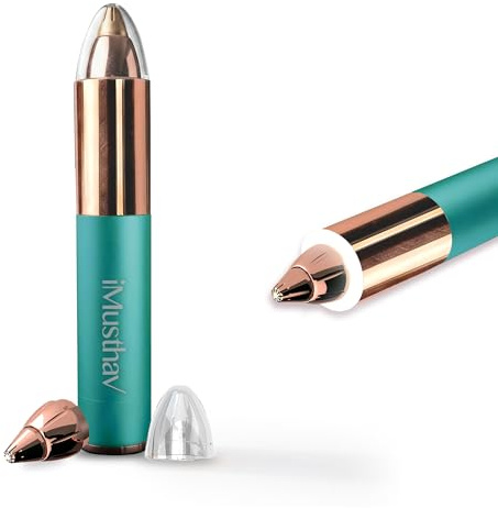 iMusthav Tondeuse à sourcils pour femme - Portable et indolore - Épilateur électrique pour sourcils, nez et oreilles - Tête plaquée or 18 carats avec lumière LED à 360° pour une épilation impeccable