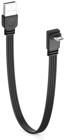 JSADZKJ Câble plat USB 2.0 vers micro USB à 90 degrés, câble de chargement USB 24 AWG vers micro USB,charge rapide 2A,transmission de 480 Mbps pour console de jeu,appareil photo-0,98pied (Bas)