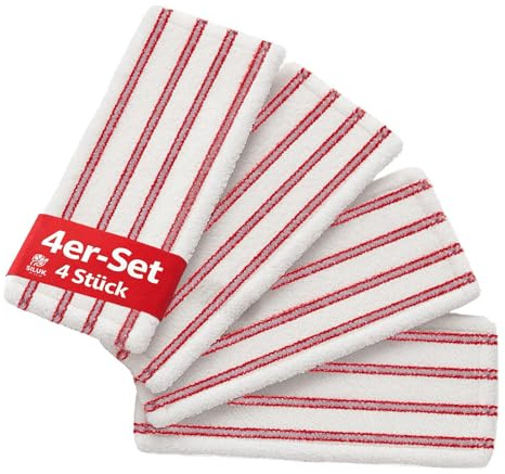 SILUK Mikrofaser Wischbezug 4er Set – Ersatzbezüge 33 cm, kompatibel mit Leifheit Power Clean, kein Originalzubehör, waschbar bis 60 °C, extra robust
