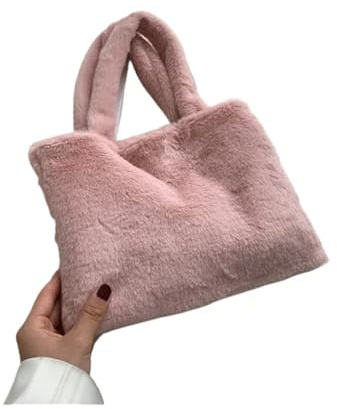IRGVJIFR Fluffig väska kvinnor mångsidig söt mjuk plyschväska höst vinter axelväska handväskor kvinnliga armhålsväskor, Rosa, En storlek