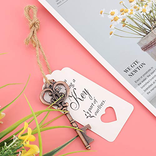 TARSHYRY Apribottiglie a Forma di Chiave con Etichetta e Spago Eleganti Bomboniere Vintage per Matrimoni Materiale Durevole in Lega di Zinco 8,4x3,4 Cm Opzioni 20 (50 pezzi + etichetta + corda di