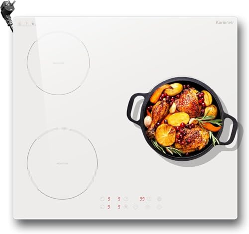Induktionskochfeld 60 cm mit Stecker, Kochfeld 3 Platten Boost, 3500W, Weiß | Autarkes Kochfeld Induktion, Einbau Induktionskochplatte, Touch-Bedienung, Timer, Sicherheitssperre