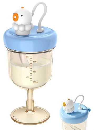 Generico Bicchiere Anti-Goccia per Vino per Bambini | Con Graduata e Cannuccia | Bicchiere a Calice per Bambini da 12,per Maschi e Femmine da 12 in Su Alimentazione e Idratazione Casa Viaggio