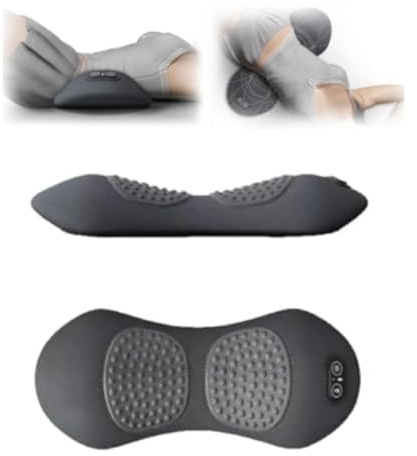 SomniX Masajeador Lumbar — Masajeador Terapéutico Triple Fusión,Levantamiento De Tracción,Masaje De Vibración Y Compresa De Calor,for Cuello, Hombros Y Espalda,Soporte Lumbar Ergonómico (Gris)