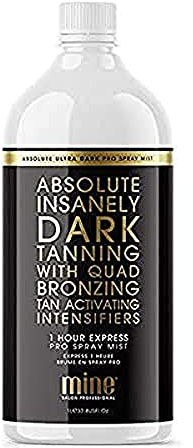MineTan Professional Spray Tan Solution | Absolute - Rapid Express Fake Tanning Liquid, Fast Drying, Ultra Dark Finish, Quad Bronzing Intensifiers, Best Sunless Tanner, No Orange Tones, 33.8 Fl Oz