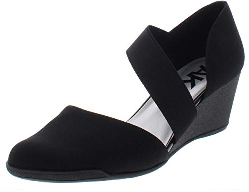 Anne Klein Women's Tara Wedge Pump, Black/Multi Stretch Fabric, 5.5 M US