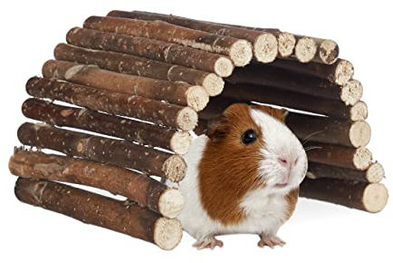Relaxdays, Natur gnagarbro trä, tunnel för små djurburar, hamstrar, kaniner, flexibel böjning, schima, HBT 2 x 29 x 17 cm, schimaträ, metall, set om 1
