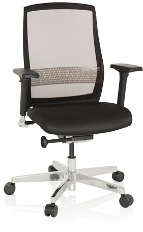 hjh OFFICE 657658 Bürostuhl FOUNTAINE Schwarz Drehstuhl ergonomisch, Netzrücken selbstheilend