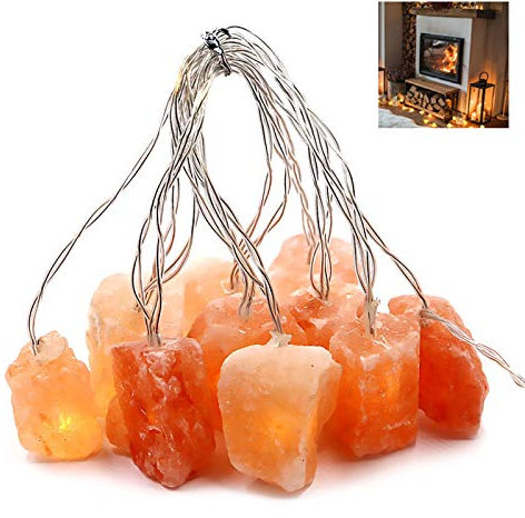 Himalayan Salt String Light with Rock,USB Fairy Lights Night Pink Salt Lamp ,Natural Hand Carved Himalayan Small String Lamp for Office,Baby,Child,LED Nightlight for Bedroom,Bedside,Desk,Computer